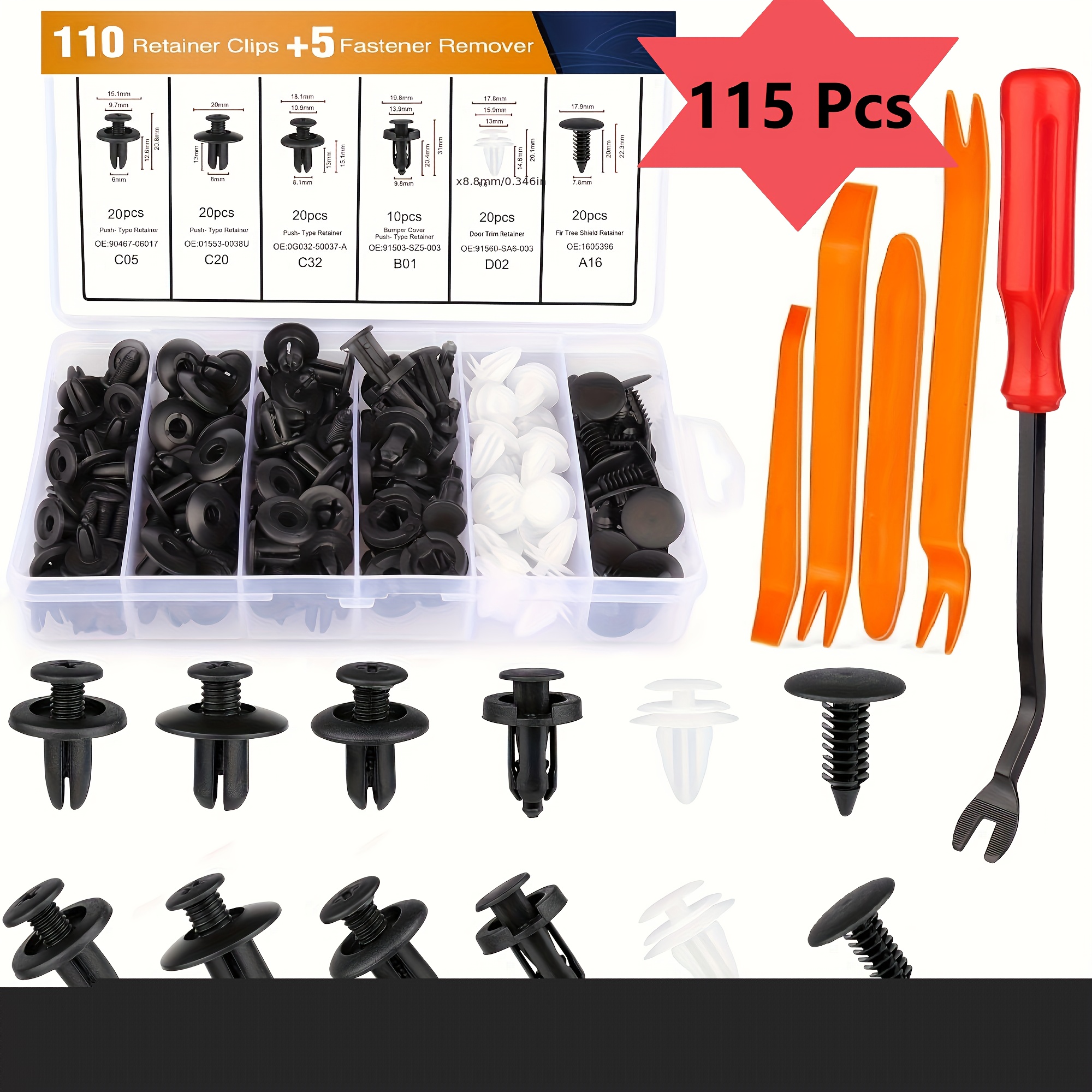 TEMU 50pcs 115pcs 925pcs 928pcs 1275pcs Car Body Universal Fasteners, Snap Rivets, Wing Expansion Screws, Willow Nails, Car Additions Kit