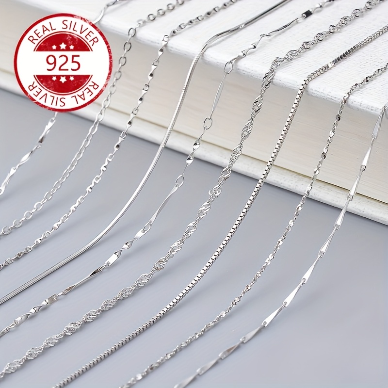 

925 Pure Silver Thin Chain Necklace Neck Chain Jewelry Clavicle Chain Accessorychristmas Valentine's Day Gift