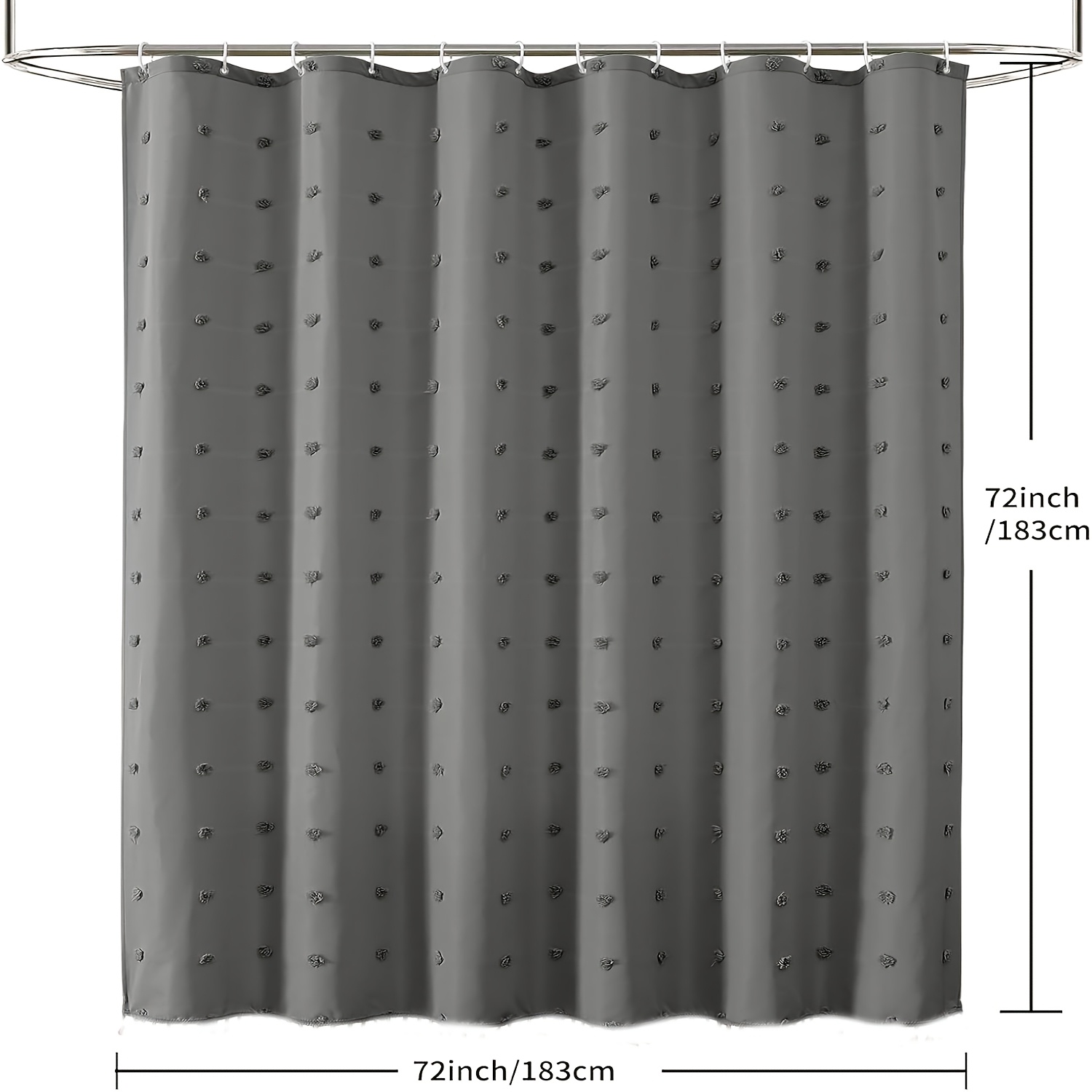 Bohemian Chic Polka Dot Shower Curtain with White Hooks, Machine Washable