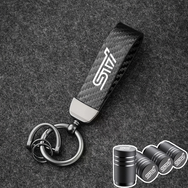 for Subaru Keychain with Carbon Fiber Tire Combo for Forester,  XV Outback, Impreza, WRX BRZ