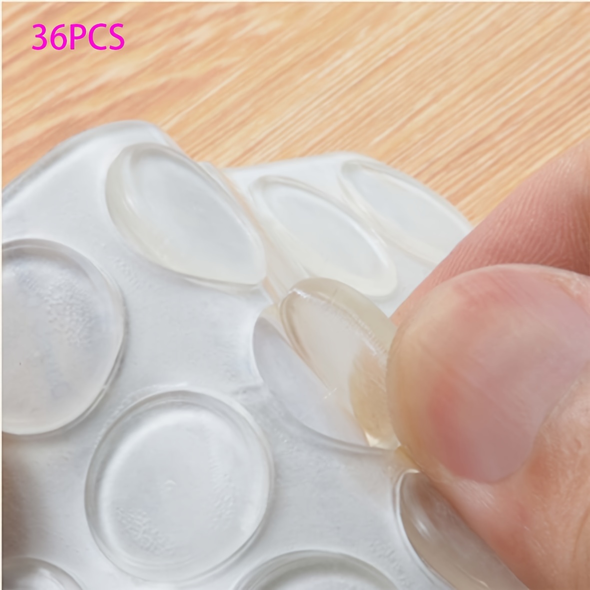 

36pcs Transparent Silicone Non-slip Pads, 1.5x0.2cm - Self-adhesive For Glass Tables & Cabinet Doors, Polished , Hardware Accessories