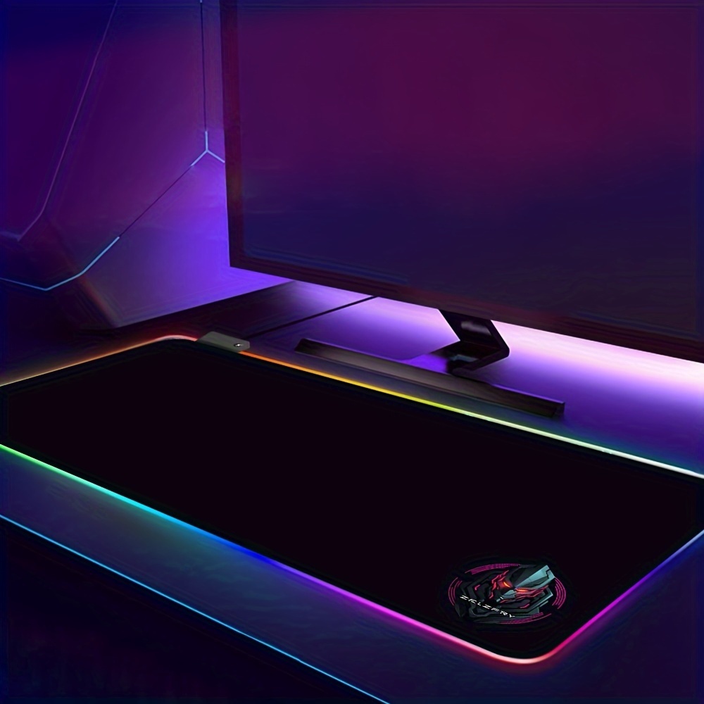 RGB LED Gaming Mouse Pad with 14 Lighting Modes, Large Extended Illuminated Keyboard Mat, Non-Slip Synthetic Rubber Base, Stitched Edges, Fine Weave Fabric Surface for Professional Gamers