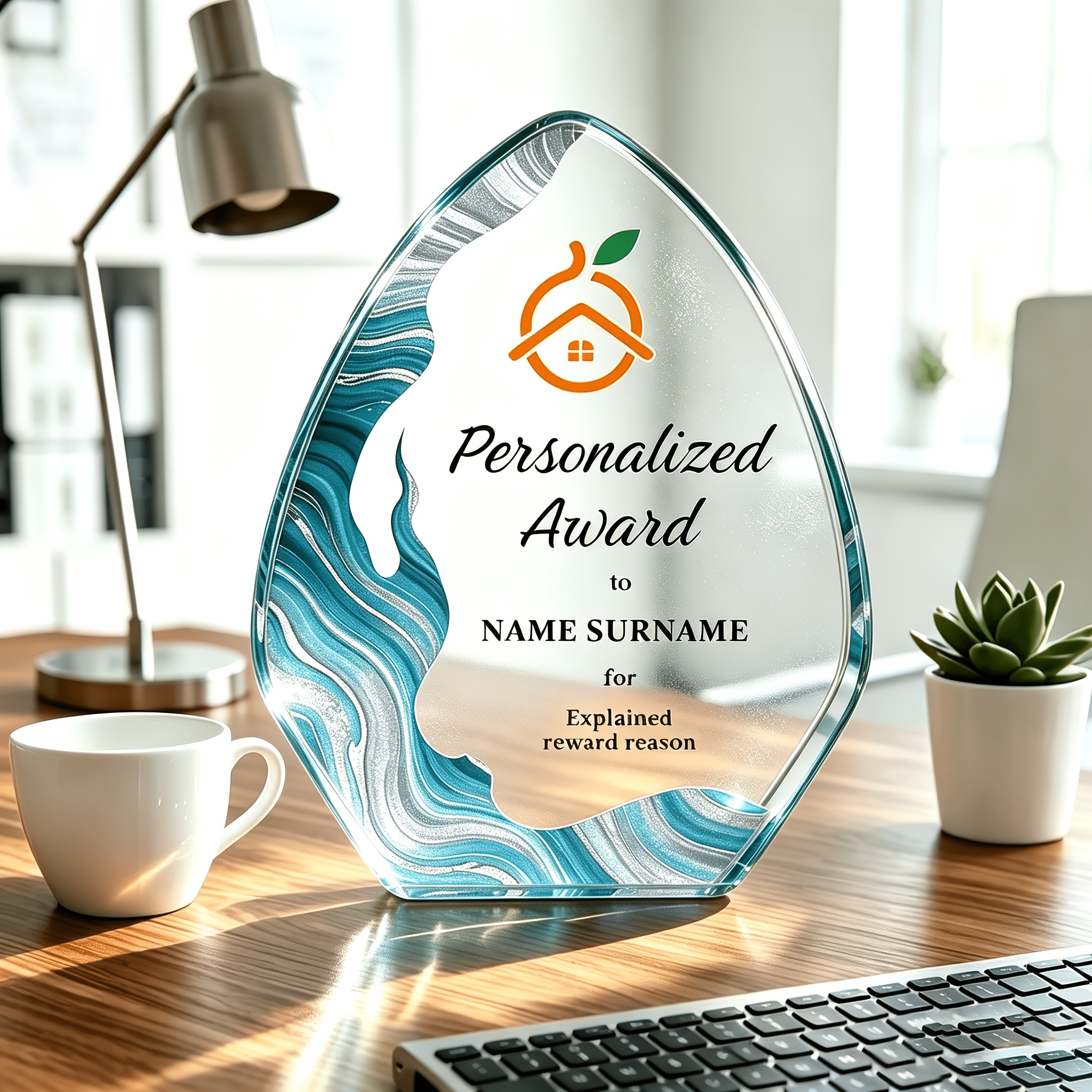 TEMU Custom Logo And Text Acrylic Plaque Ornament, 1cm/0.39in Thick, Tabletop Standee Without Base, Design, And Text Desktop Plaque, Unique Irregular