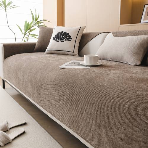 1pc chenille fabric with anti slip design solid color sofa cushion sofa cover living room sofa backrest cushion armrest cushion pillowcase modern minimalist style suitable for bedroom study living room and other home decorations