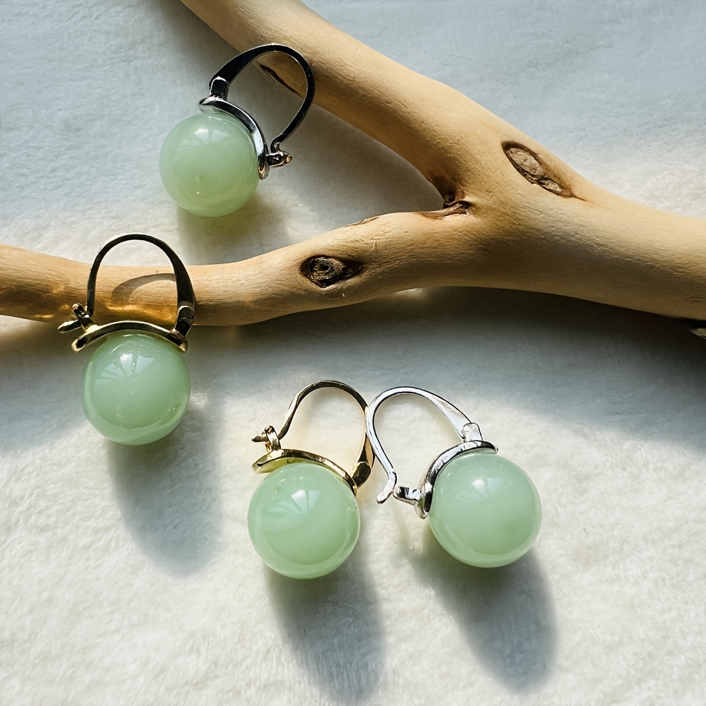 Elegant Imitation Jade Hoop Earrings Hypoallergenic Perfect