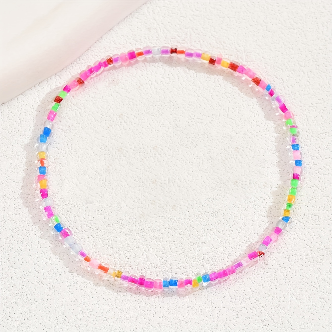Women's Boho-Chic Mini Bead Anklet, Colorful Glass Beads