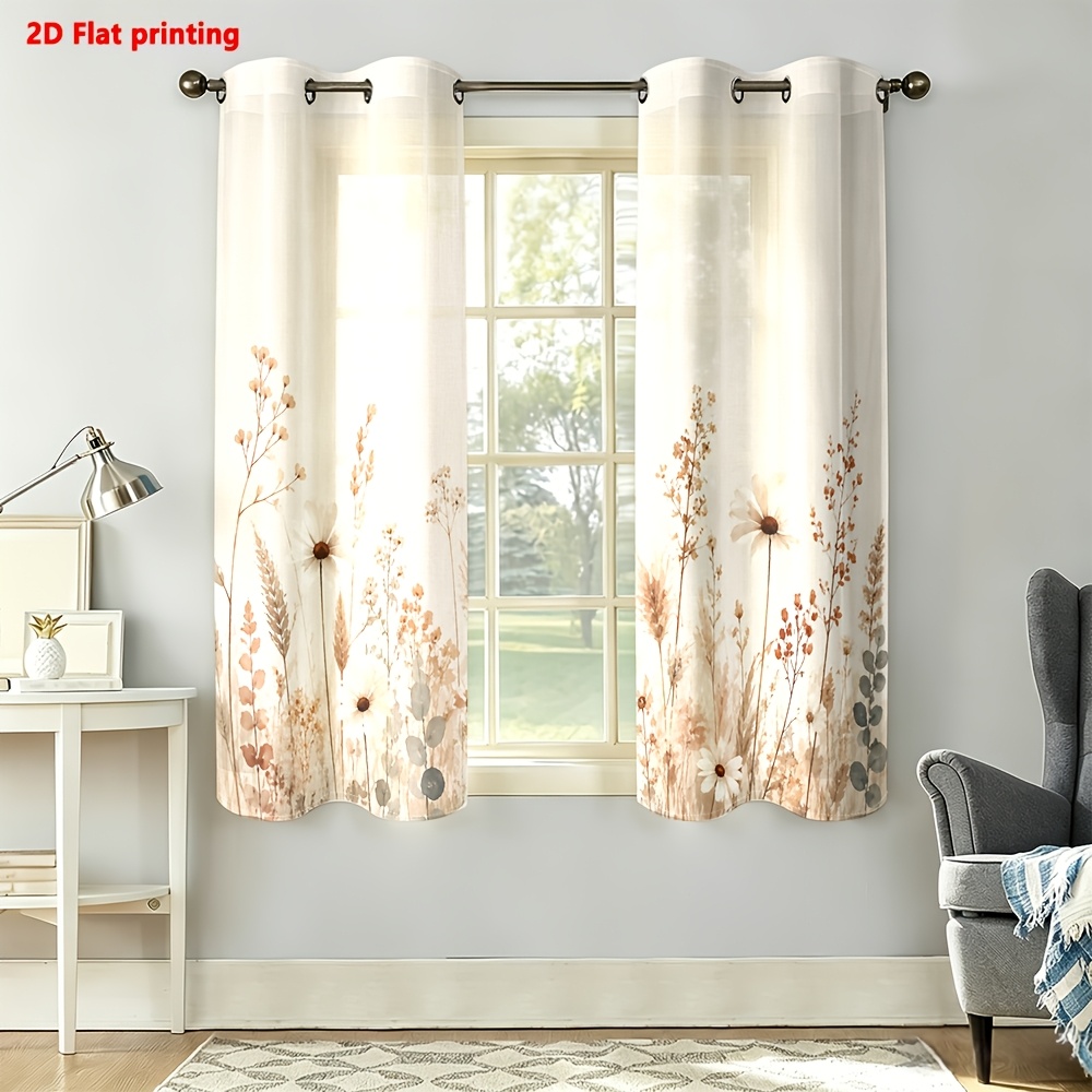 Image of 2d Flat, 2d Flat 2pcs Curtains With Print For Living Room Light Luxury Minimalist European Style, Suitable For Living Rooms, Bedrooms, Study Rooms, And Home Decoration, 2d Flat
