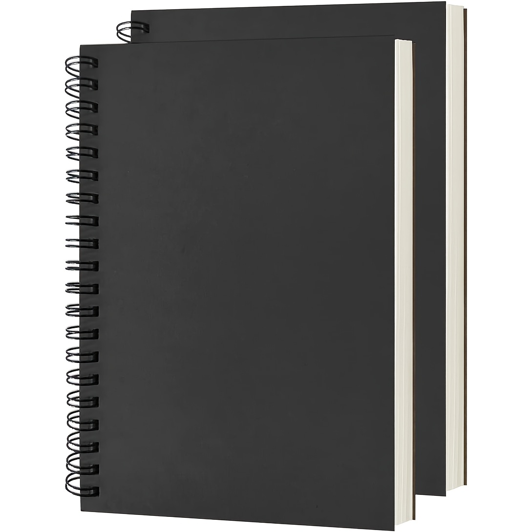 

Blank Spiral Notebook, 8.7 X 5.5 With Side Spiral Binding , 1pc 50 Sheets, Acid-free Art Sketchbook For Adult Beginners Artists Black