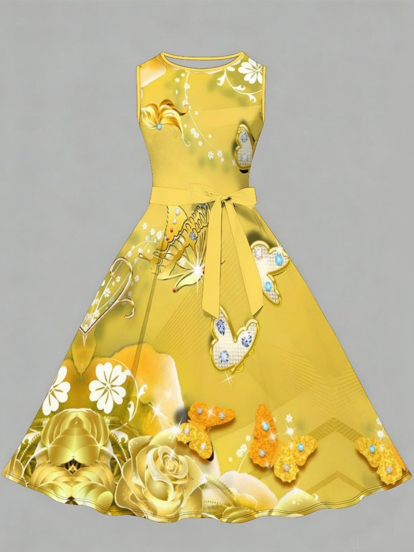 yellow and blue dress sold on Temu United States
