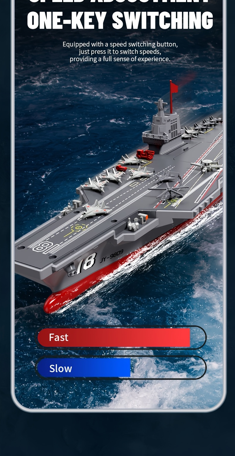 2025 1:48 RC Tactical Carrier Ship - Water-Activated Control with Modular Assembly System & Auto-Sensing Tech, Smart Battery Alert & Interchangeable Parts for Pool/Lake Battles