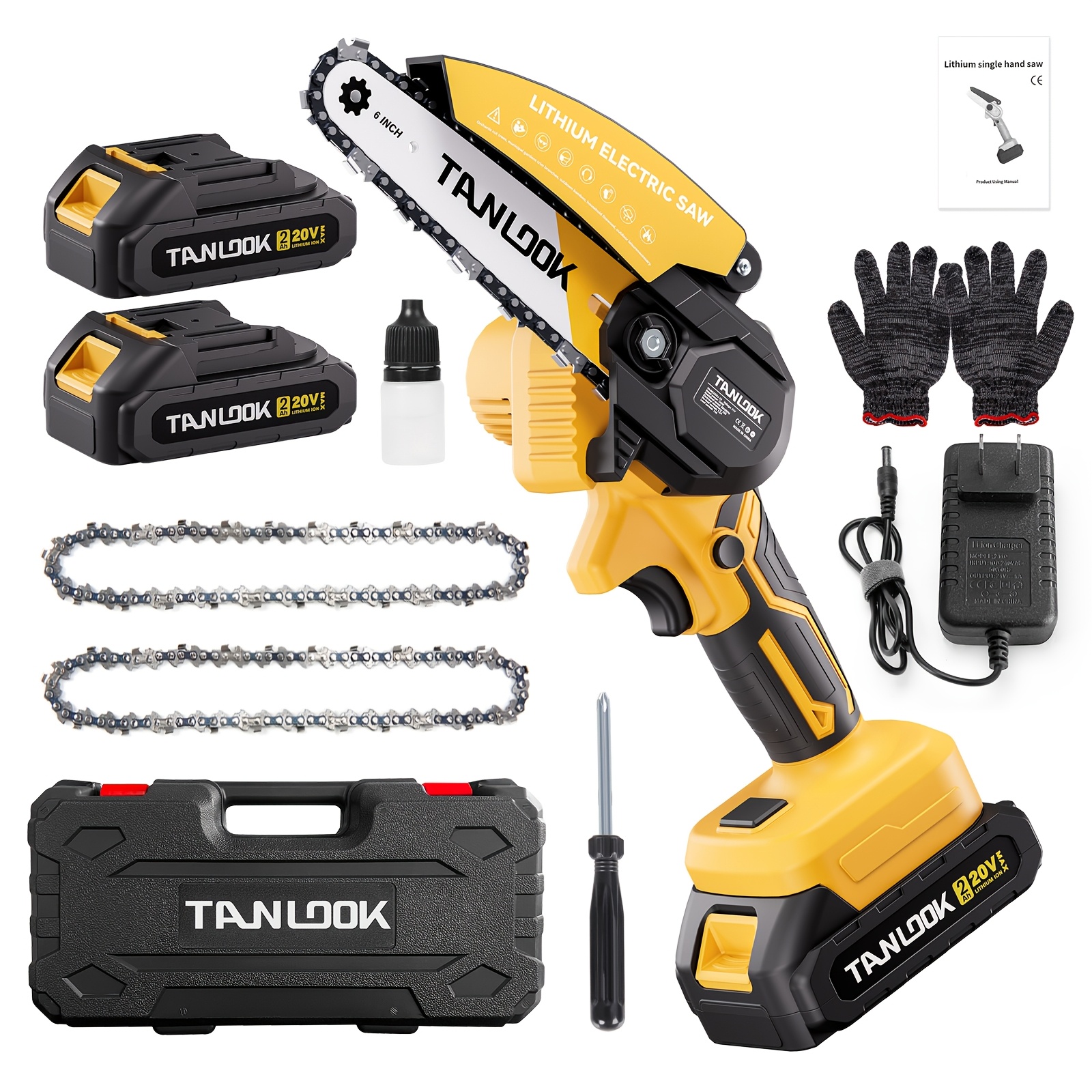 TEMU Mini Chainsaw 6-inch Cordless Battery Indicator- Handheld Electric Battery Powered Hand Chainsaw - Small Pruning Shears Chain Saw For Tree