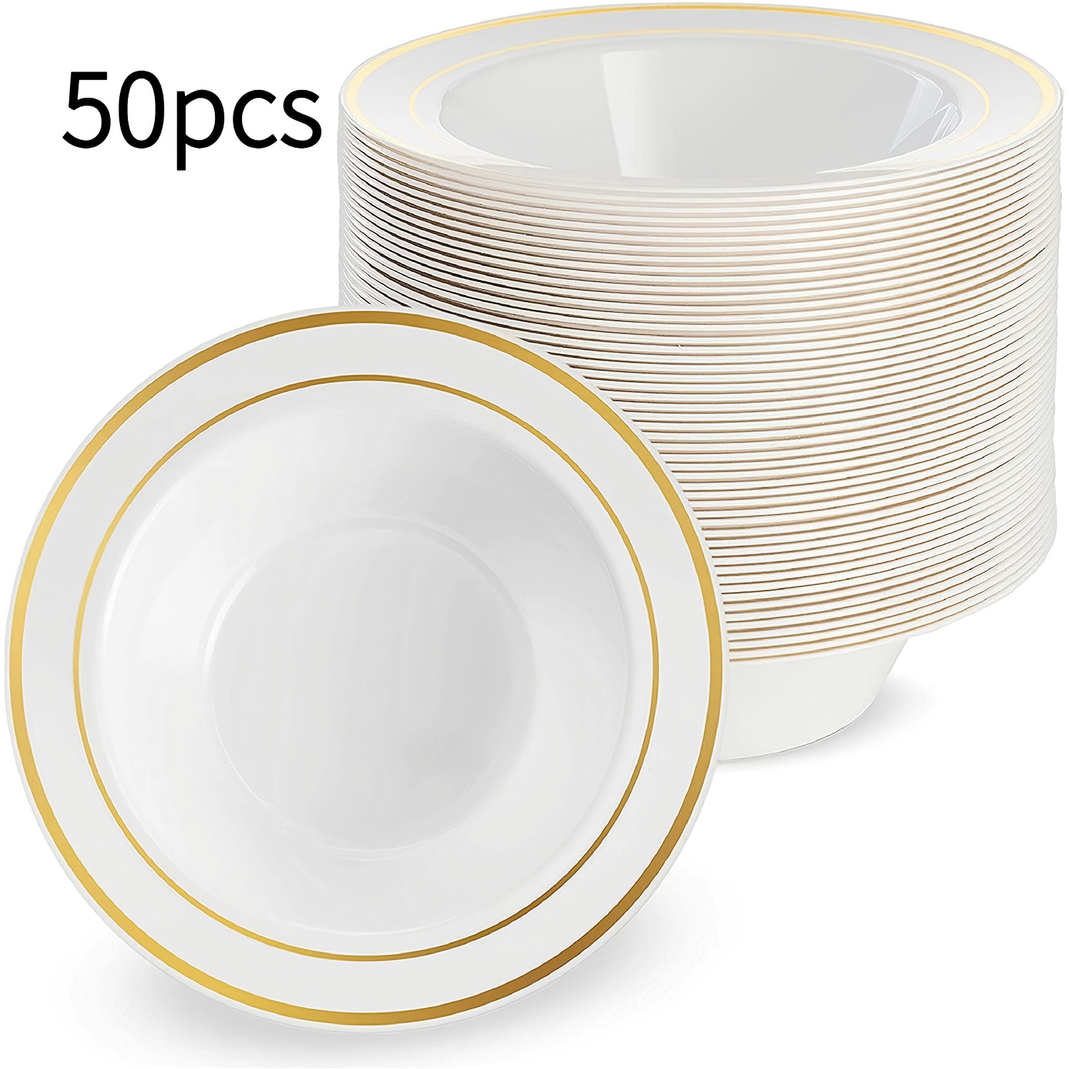 Image of 25/50pcs Plastic Bowls With -12oz Soup Bowls, Christmas Thanksgiving Salad Bowl For Wedding/party