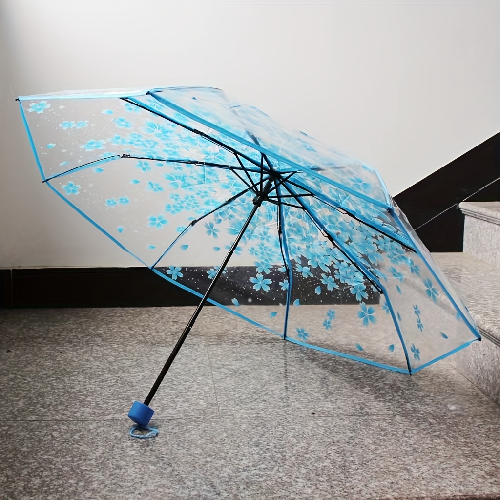 Romantic Transparent Three-fold Literary Chinese Tree Shade Rain Umbrella Foldable Manual Umbrella For Men And Women