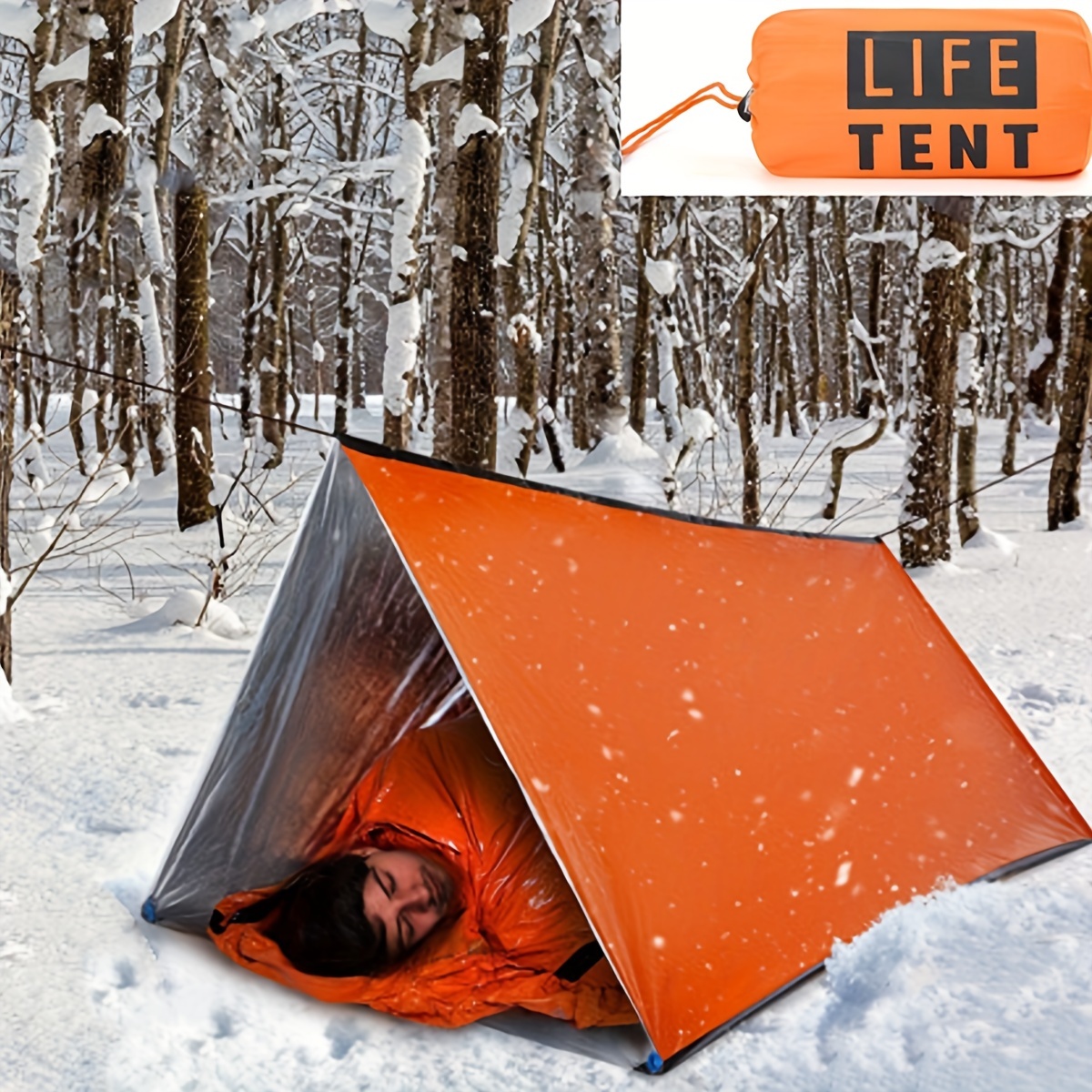 Tente de Survie d'Urgence pour 1 Personne Abri Portable Léger Tente Tube pour Randonnée Camping Randonnée Pêche Équipement de Survie Extérieur Résistant aux Intempéries