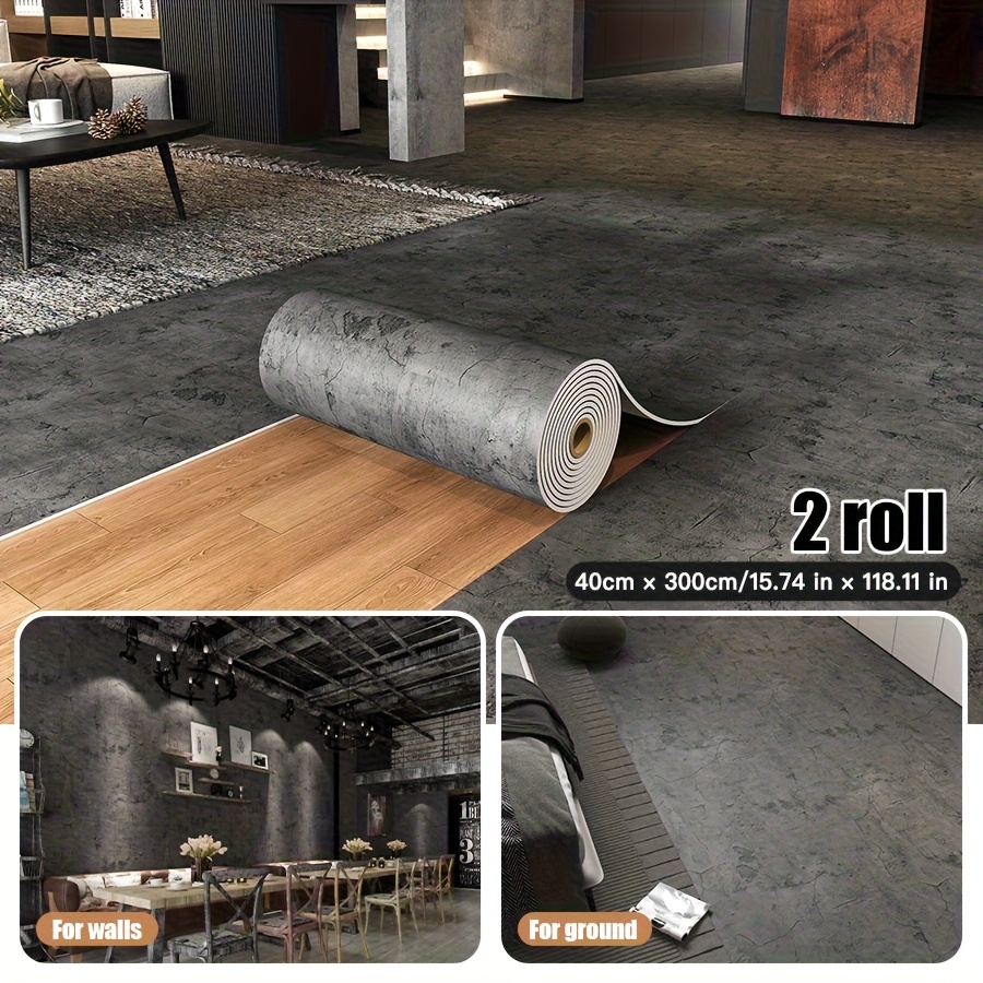 E-shop 1 Rolle/2 Rollen, amerikanische Vintage-Bodenaufkleber im industriellen Distressed-Stil, rustikale Craquelé-Tapete, große Rolle 3 mm verdickt,