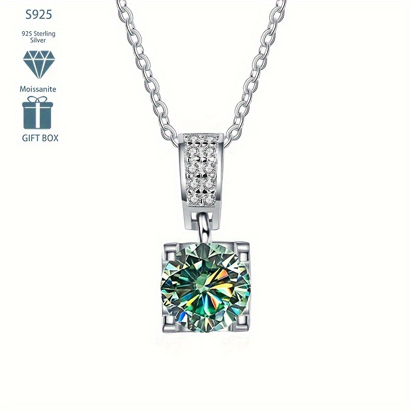 

Elegant 1ct Moissanite Pendant Necklace In S925 Sterling Silvery - Vintage Style, Parties & Gifts, September Birthstone