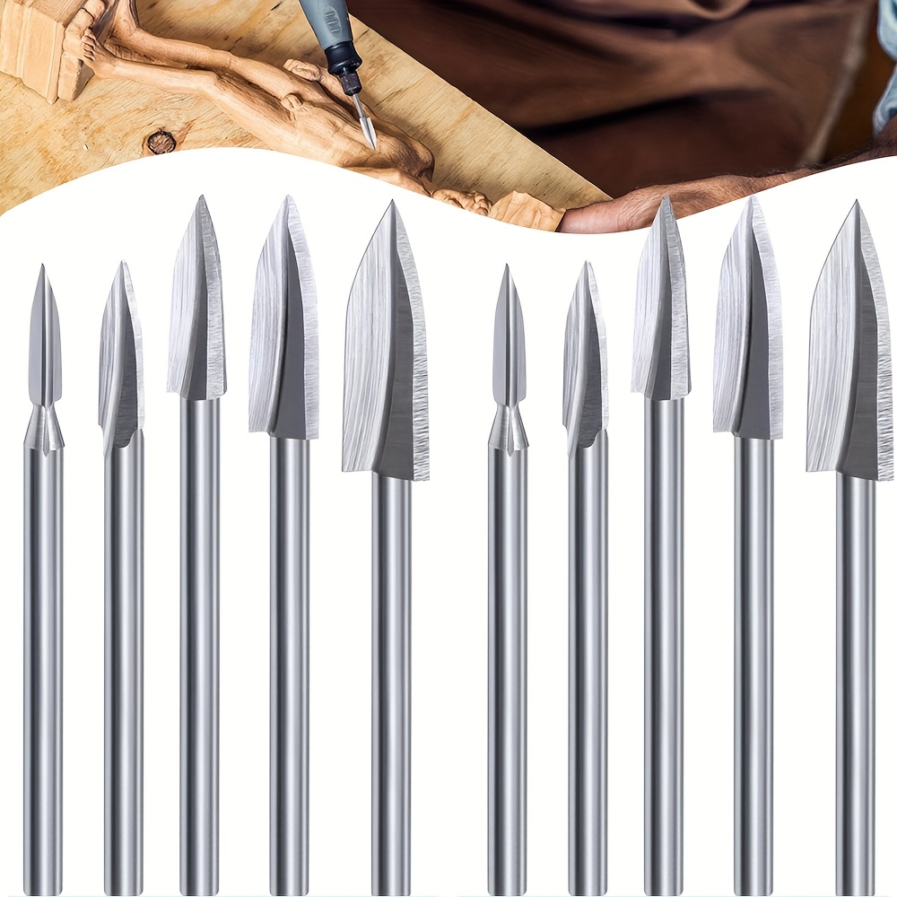 10pcs Carving Drill Bits Engraving Tools Rotary Carving Bits Working Drill Additions