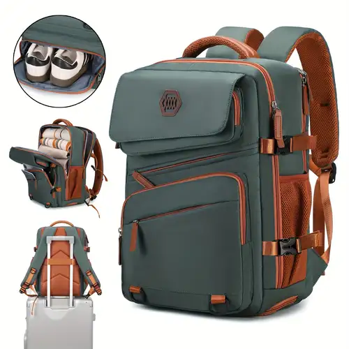 airline approved carry-on backpack with shoe compartment & port - 17 inch laptop travel backpack for , large business work gym weekender, tsa-friendly, heavy-duty -like (no external) - bags & luggage - Temu airline approved carry-on backpack with shoe compartment & port - 17 inch laptop travel backpack for , large business work gym weekender, tsa-friendly, heavy-duty -like (no external) - bags & luggage - Temu