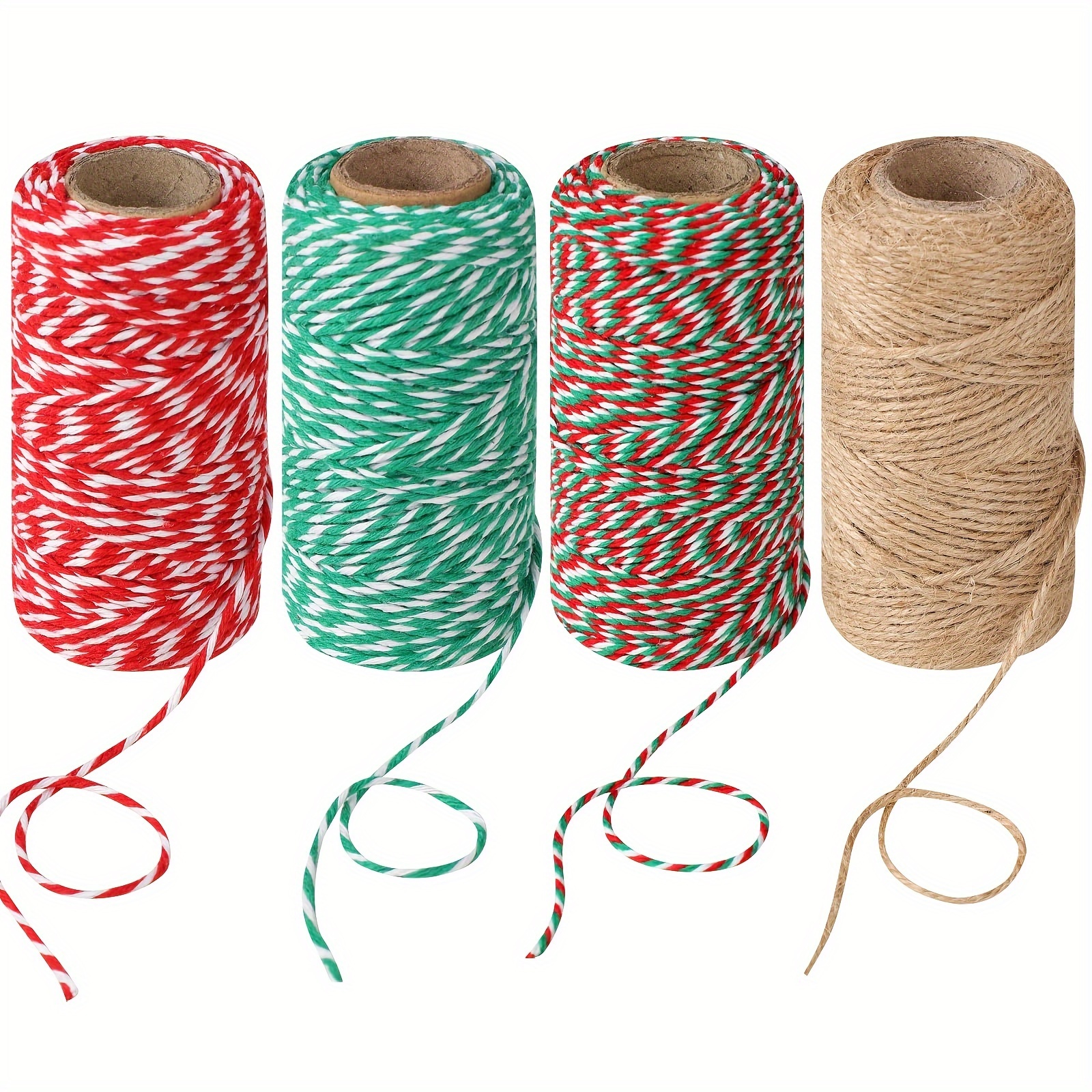 

4 Rolls Christmas String For Crafts, Natural Jute String Jute Rope, And White Craft Rope Wrapping, Gardening, Decorating(70m/roll), Teddy Run