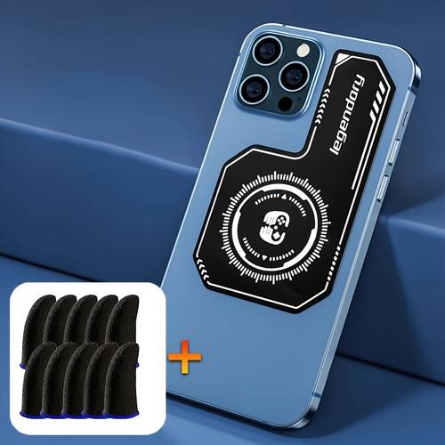 1 de refrigeración para teléfono móvil + 10 protectores de dedos para juegos, ideal para juegos de esports en móvil, proporciona una disipación de uniforme en la parte trasera del teléfono, un diseño adhesivo trasero, construcción ultradelgada, enfriamiento rápido