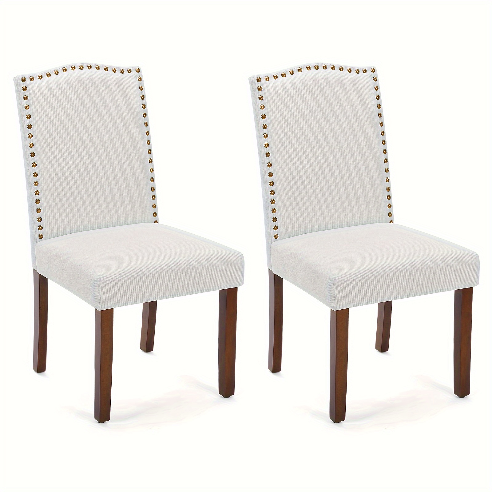 

Dining Chairs Set Of 2, Upholstered Parsons Chairs With Nailhead Trim And Wood Legs