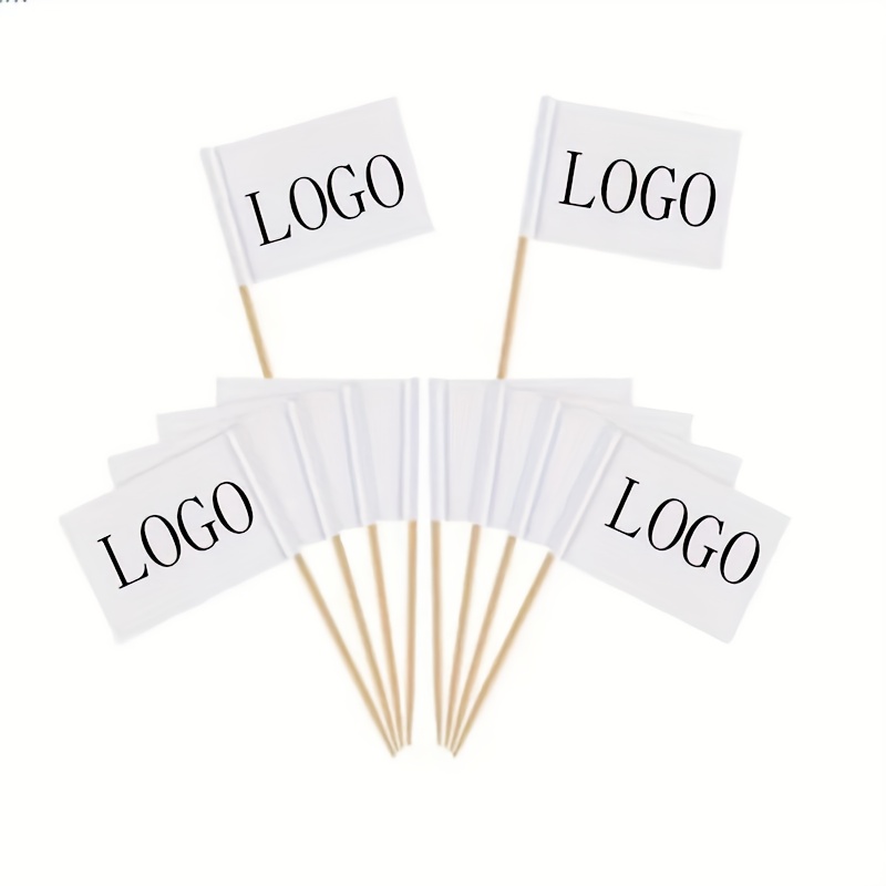 Image of Custom Logo Printed Wooden Birthday Cake Flags, Hamburger Sandwich, Cocktail, Toothpick Flags For Cake Food Decoration For Christmas,newyear,valentine,party Events，halloween，christmas