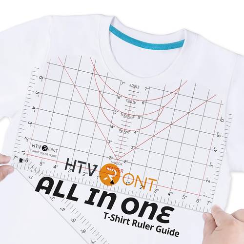 Tshirt Ruler Guide for Vinyl - Transparent PVC Tshirt Measurement Tool for Heat Press in Vinyl, T Shirt Ruler to Center Design and Craft Sewing