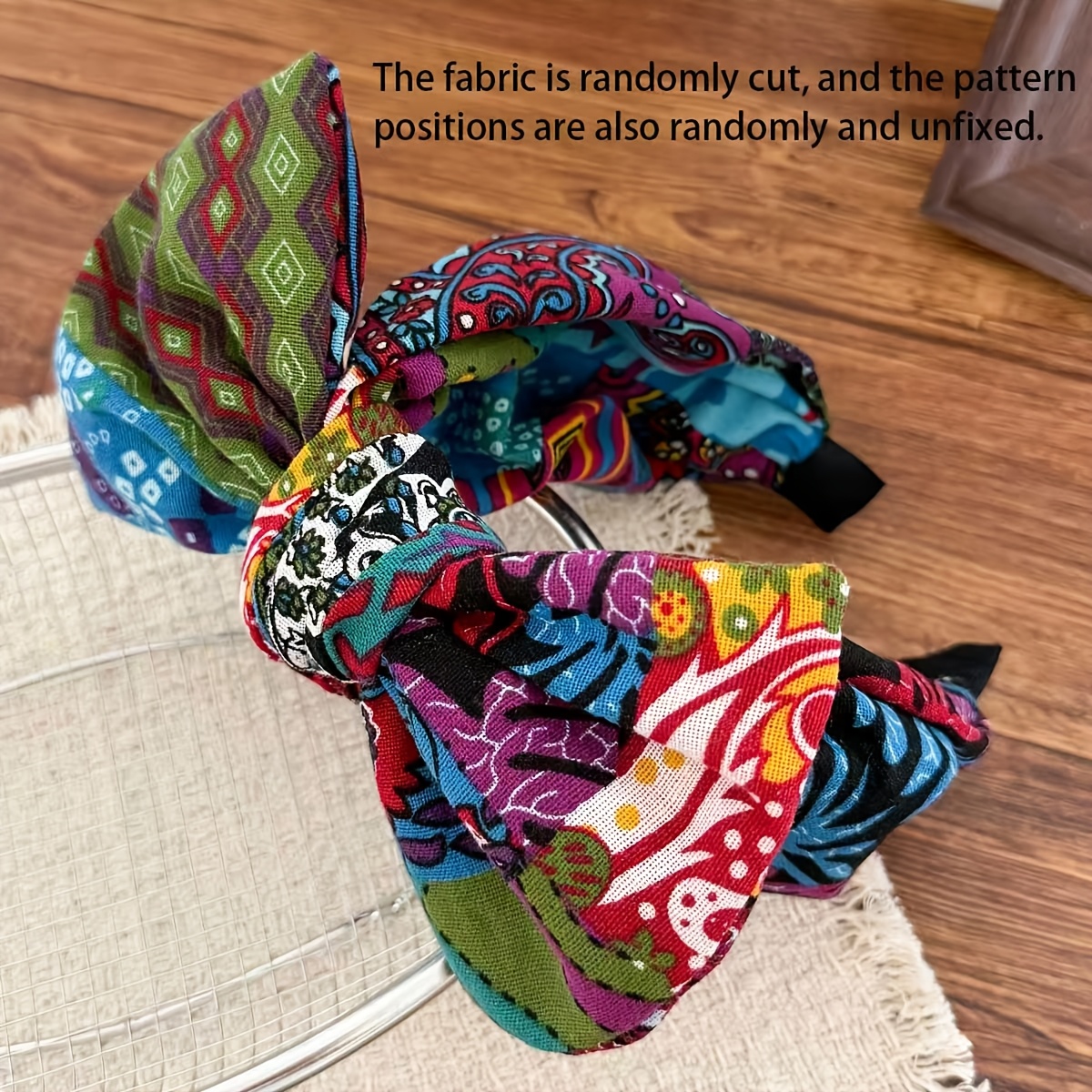 TEMU 1pc Retro Totem Oversized Bow Headband Ethnic Style Knot Pressing Headband New