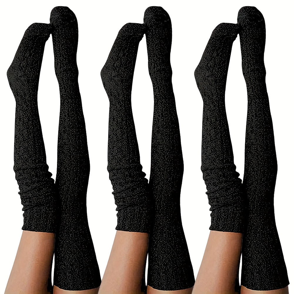 TEMU 3 paires de chaussettes montantes épaisses et douillettes pour femme - Chaussettes preppy chaudes et élégantes, essentielles pour temps froid,