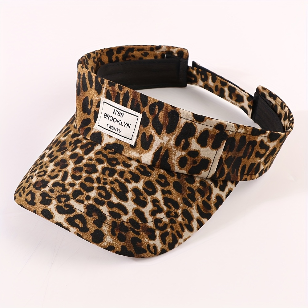 E-shop 1 Sommer-Mode Schiebermütze mit Leopardenmuster zufälliger Musterplatzierung, Unisex, Freizeitstil, genähtes Buchstaben-Logo, Sonnenhut für