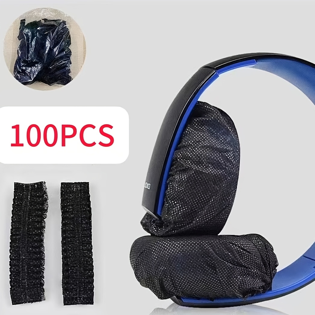 100pcsDisposableHeadphoneCoversforInternetCafesandGamingHotels,Non-WovenDustandSweatProtectionforOver-EarHeadphones