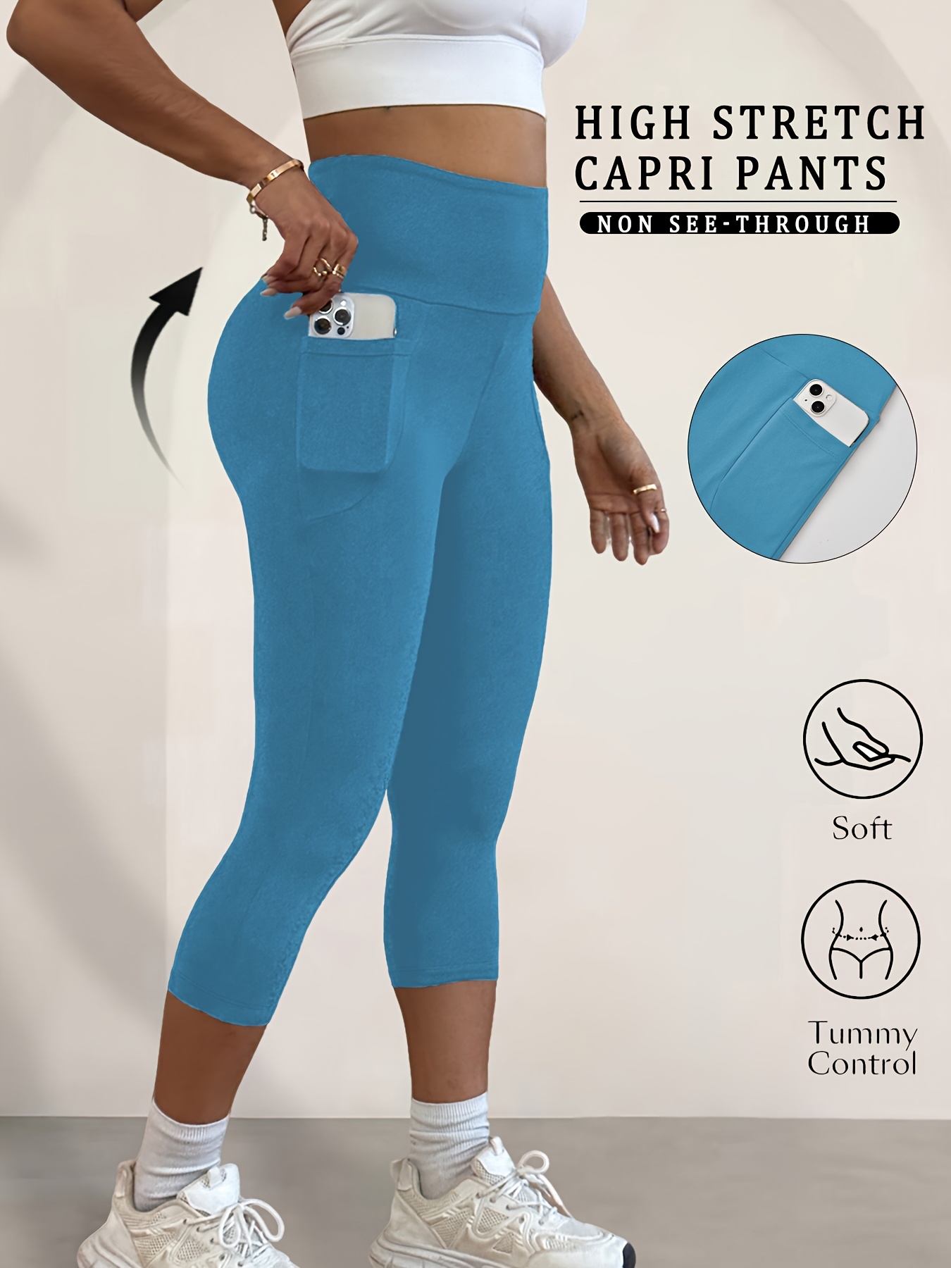 5 high waisted capri pants for women with pockets super soft tummy control no see through workout running yoga athletic leggings