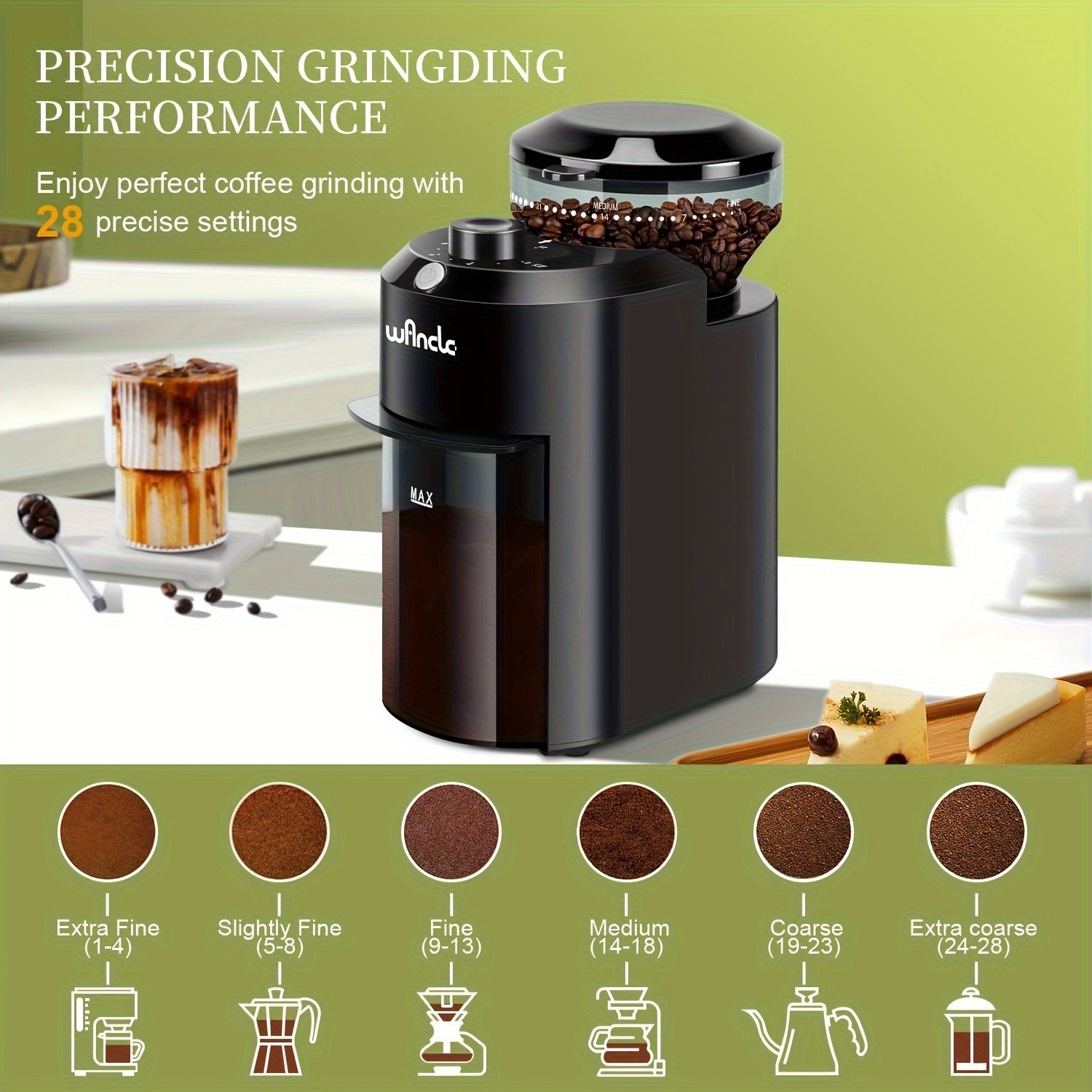 Electric Burr Coffee Grinder with 28 Grind Settings