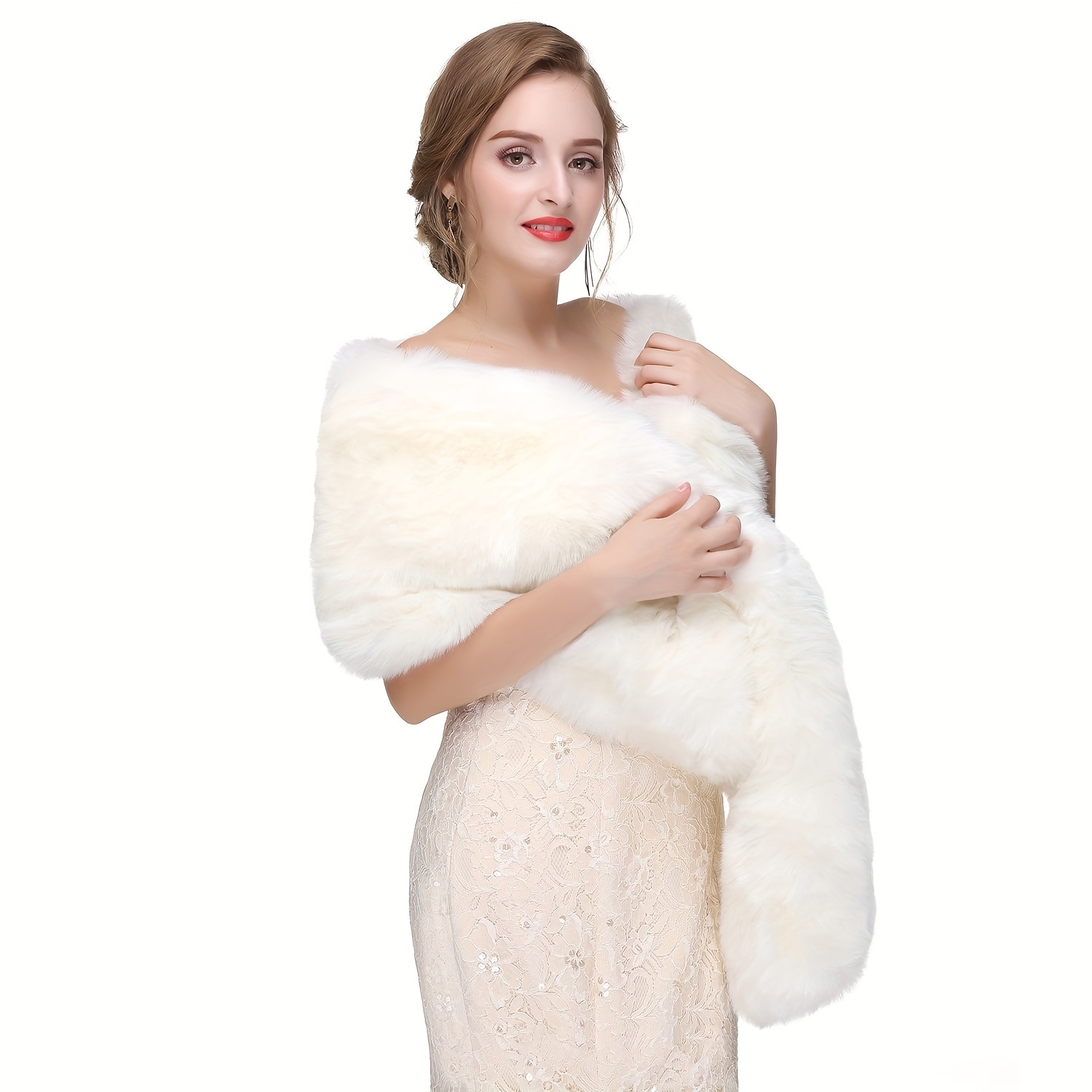 

Elegant Fur Shawl For Women - Soft, Warm & Winter Scarf In Solid Color, Bridesmaids & Evening Dates, Wedding Shawl Plus Size