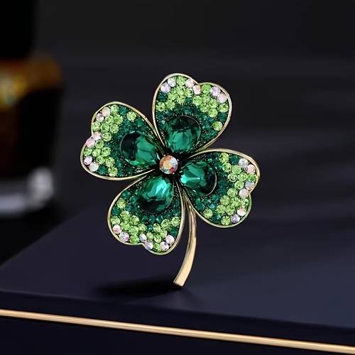 1 stuks groene strass broche | glanzende kunstkruiden, zinklegering, elegante , geschikt voor vest, jas, hoedspeld