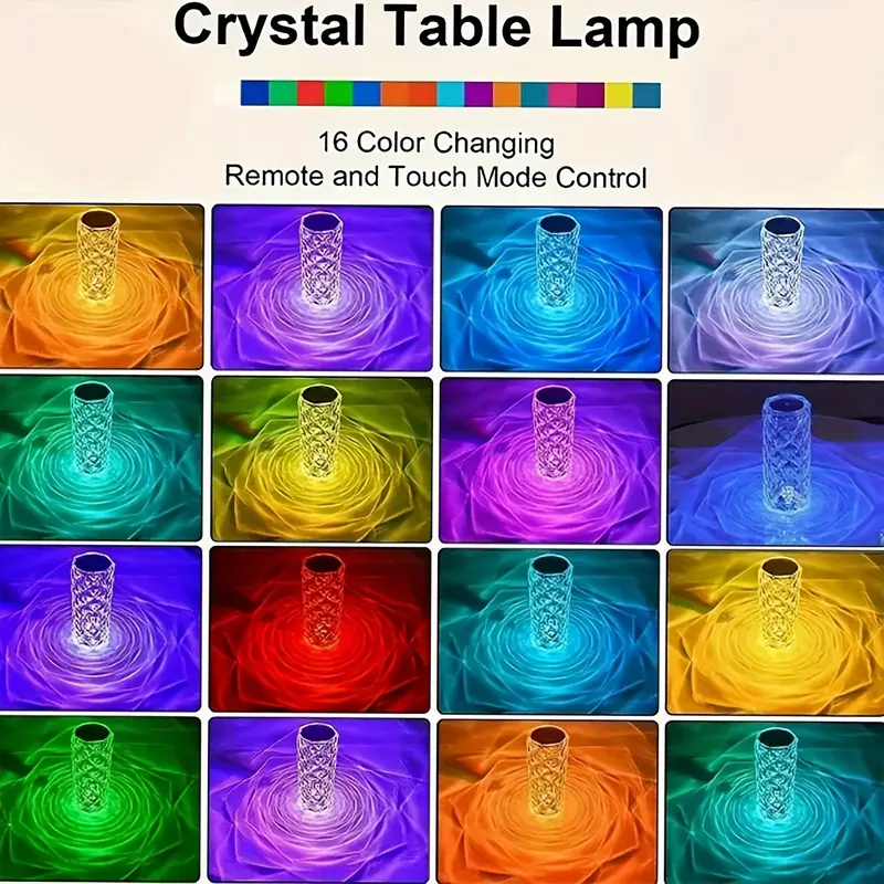 1pc usb rechargeable rose crystal table lamp 500mah lithium battery 3 color and 16 color remote control touch control with usb charging   atmosphere lamp bedroom atmosphere lamp room night light festival birthday gift essential good gift for   of   season Product details 2