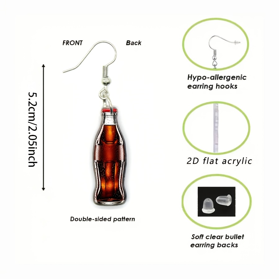 Asymmetric Cola Bottle & Iced Drink Cup Dangle Earrings