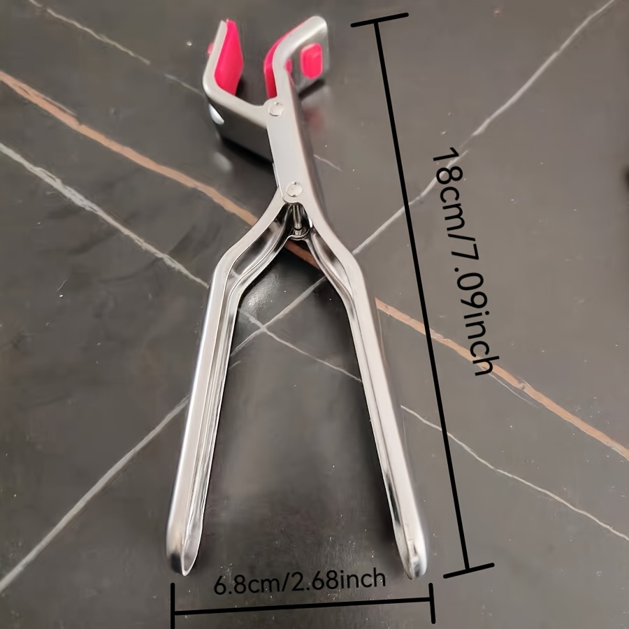 stainless steel heat tongs non slip high temperature oven tray clip electric stove plate and dish clip cooking tongs kitchen gadget latest thickened stainless steel heat tongs with non slip pad heat bowl and dish holder kitchen utensil for Product details 5