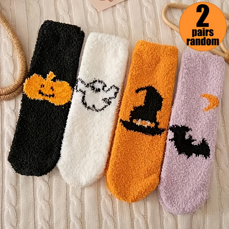 TEMU 8-pair/4-pair/2-pair Random Semi-velvet Coral Autumn/ Socks, Anti-slip, Thickened, Mid-calf, Warm, Short Socks, Unisex
