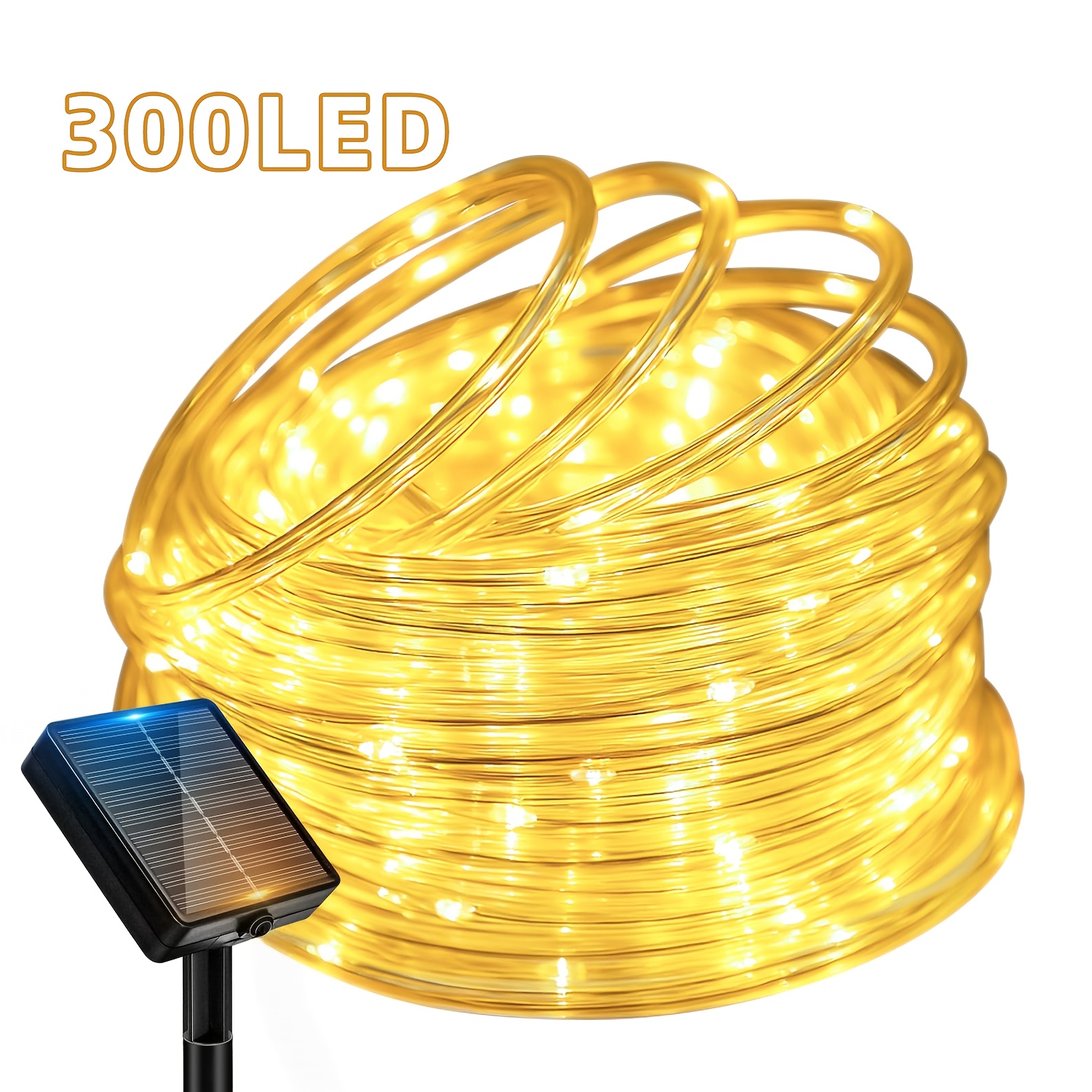 TEMU Solar Outdoor Rope Lights, 12/22/32m Garden Decorative Lights-100/200/300led, 12mode Courtyard Landscape Decorative Lights, Light Sensor, Clear