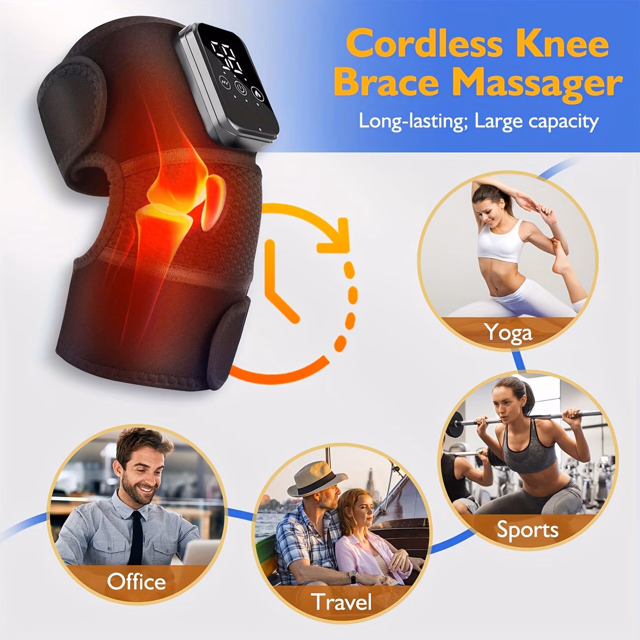 加热膝盖按摩器,无线设计,便携式加热护膝,3合1肩部和肘部加热垫,带振动功能,2000mah电池,膝盖护垫,送给长辈和朋友的完美礼物 商品详情 6