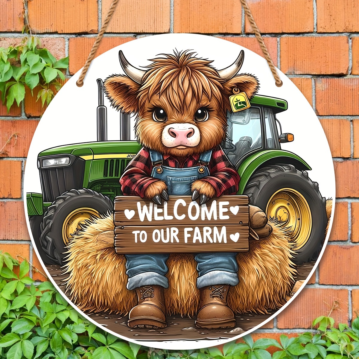 

1pc Rustic Highland Cow Welcome Sign, Acrylic Round Farmhouse Decor, Outdoor & Indoor Hanging Wall Tag For Home, Backyard, Patio, Beach Bar, Bedroom Door, Spring Themed Ornament