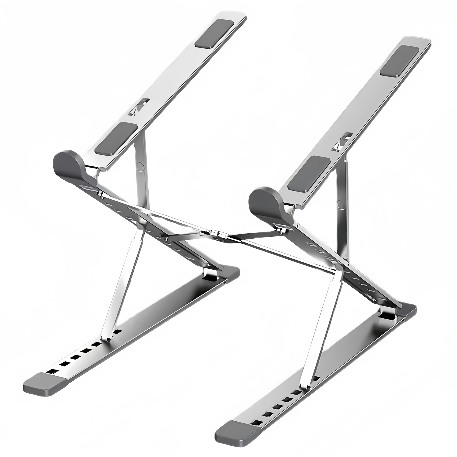 TEMU Metal Dual-layer Laptop Stand, Foldable Portable Height Adjustable Notebook Riser Holder, Ergonomic Cooling Elevated Base Compatible With 10-15
