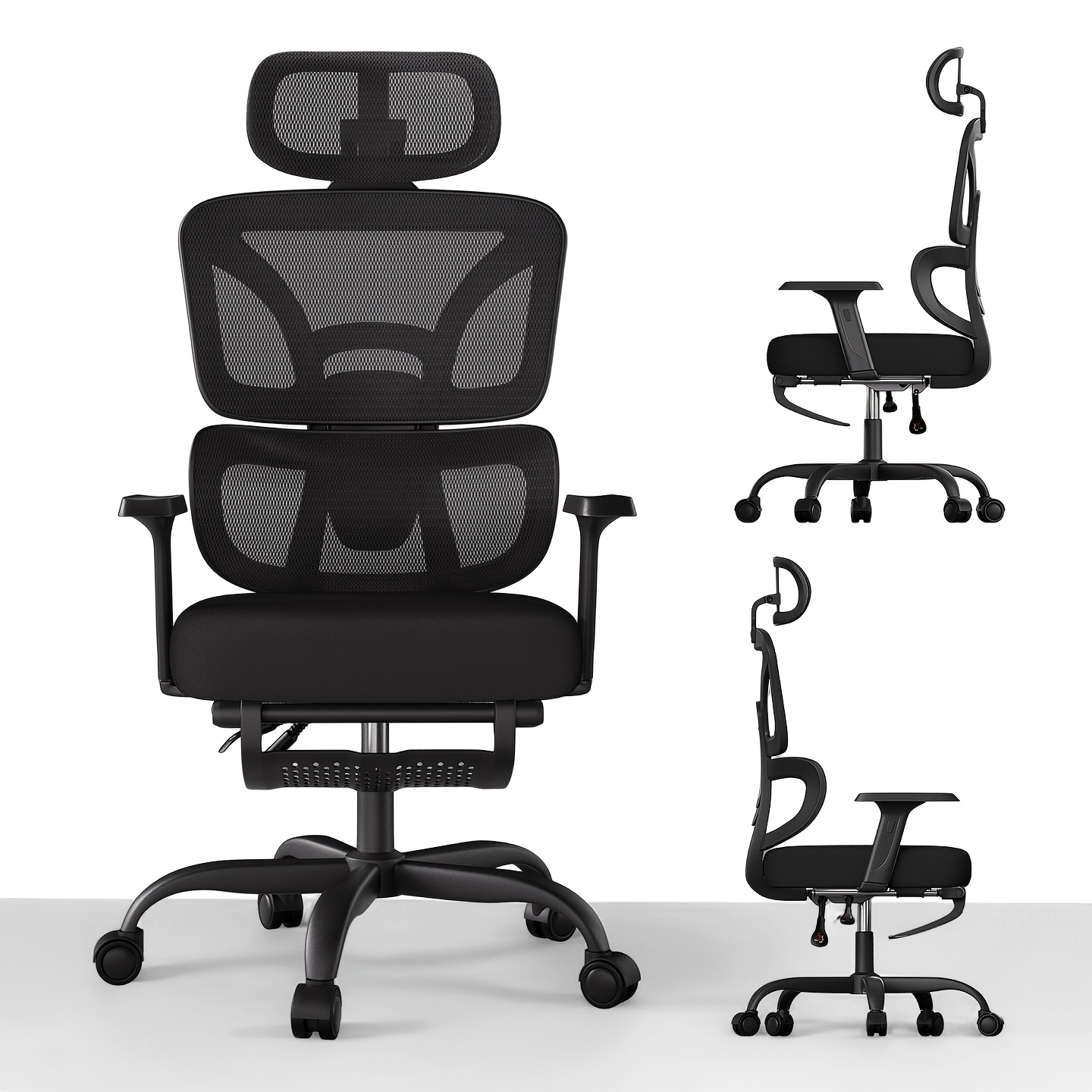Image of Ergonomic Office Chair With Footrest, 300 Lbs Computer Chairs With 3d Lumbar Support, Breathable Mesh Desk Chair Ergonomic With Thickened Cushion, Office Desk Chair
