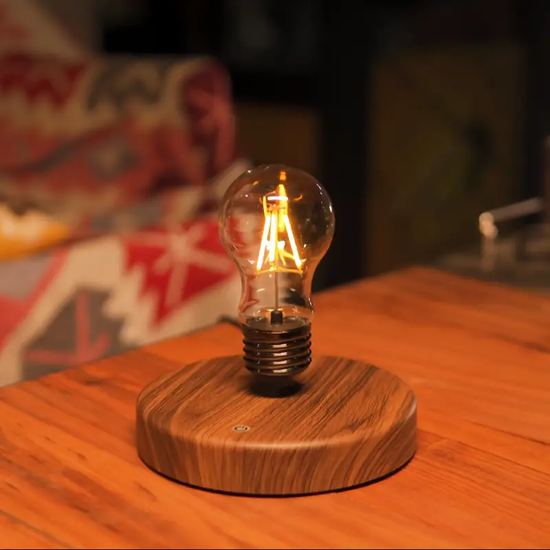 wholesale price abs plastic magnetic floating light bulb warm yellow led table light for room office details 3