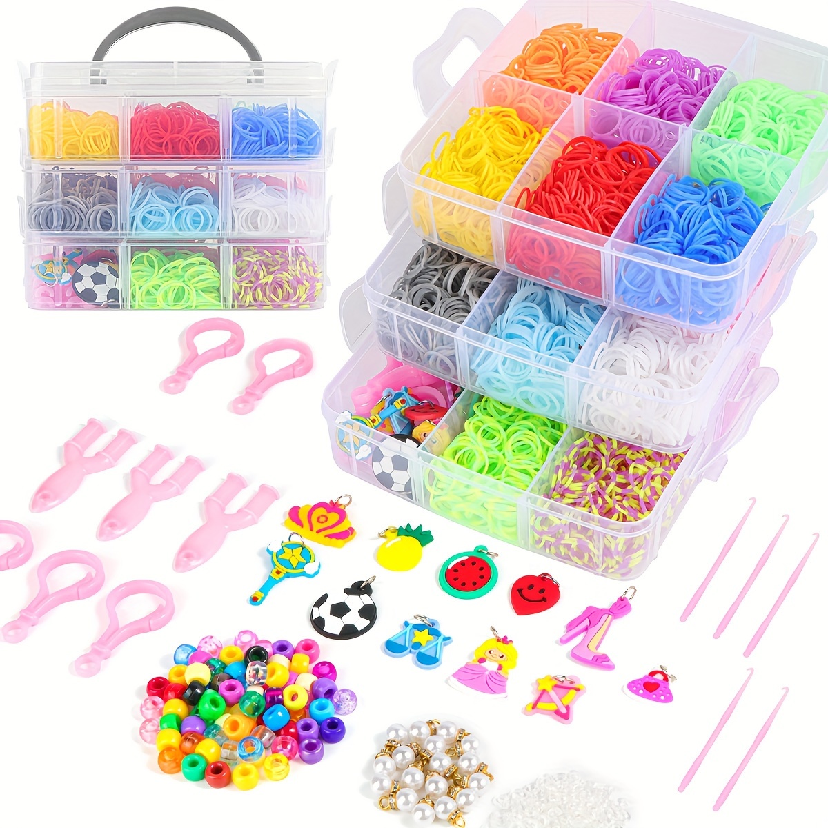 

Kit de Fabrication de Bracelets DIY de 4800 pièces avec Élastiques, Breloques & Outils - pour la Création de Bijoux, Cadeau Idéal pour Anniversaire ou Noël