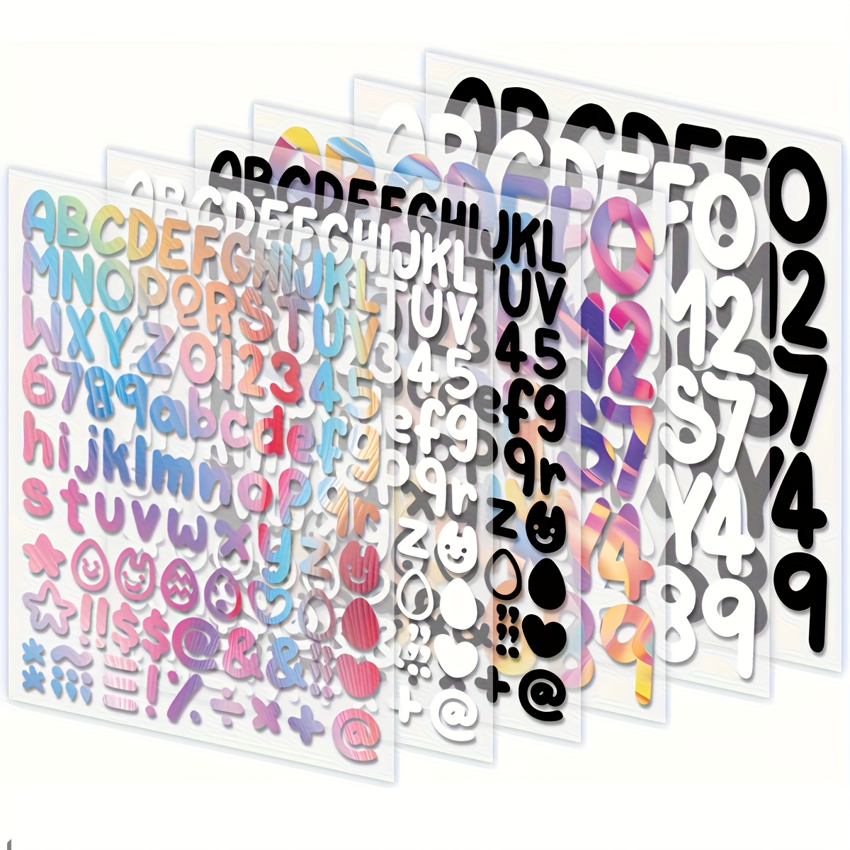 TEMU 4 Fogli/6 Fogli Lettere da A a Z/Da A a Z e da 0 a 9 Adesivo a Trasferimento Termico Toppa per Termopressa con Colori Colorati - Lavabile e