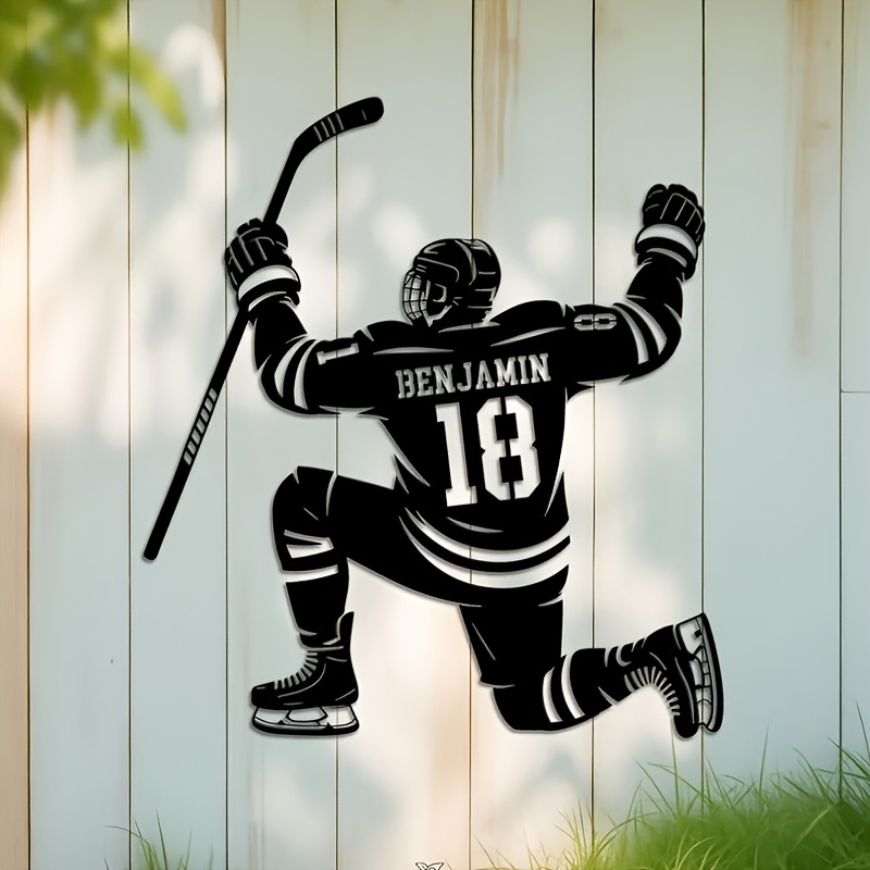 TEMU Pancarte Personnalisée de de Hockey, Décoration Murale en Métal sur le Thème du Hockey, Pancarte Nom de de Hockey, Décoration de Salle de Sport,