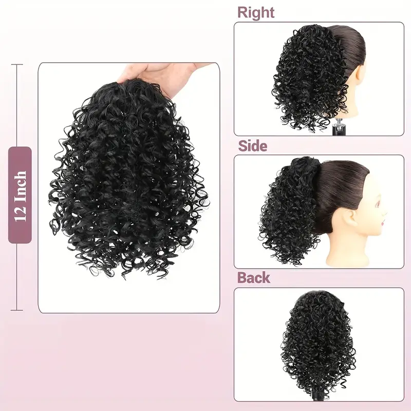 curly ponytail extension for women drawstring ponytail hair extensions 12 inch synthetic pony tail mix ponytail with 2 clips hairpiece for daily party details 3