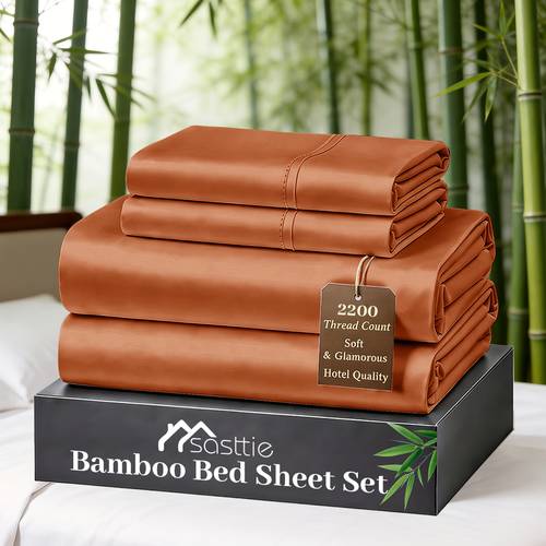 ensemble de draps en bambou rafraîchissants 3/4 pièces, ensemble de drap-housse et taie en bambou toutes , tissu en bambou respirant, idéal pour les personnes chaud, lavable en machine, hauteur du drap de lit 18 pouces, drap de lit de luxe, convient pour à coucher - grands cadeaux